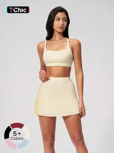 Women's Yoga Set with Shockproof Bra, Breathable Cloud-Like Sports Fitness Shorts, Quick-Dry Tennis Skirt, Comfortable Workout