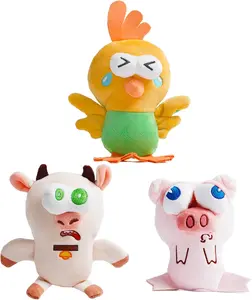 Nocciola 3 Pack Farm Animal Durable Toys, Googly-Eyed Plush Animals with 3 Funny Squeaky Sounds, Durable Stimulate Toy for Small to Large Dogs