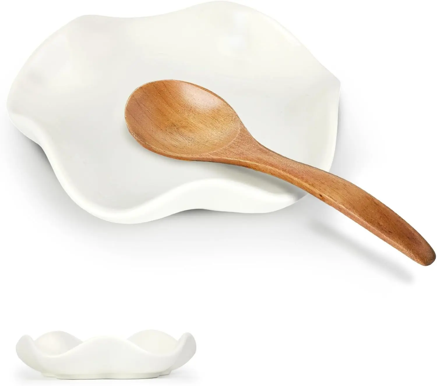 5.12 Inch Spoon Rest for Stove Top, White | Spoon Holder for Kitchen Counter, Coffee Spoon Rest, Kitchen Farmhouse Decor