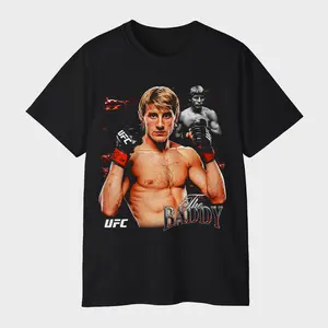 Paddy Pimblett The Baddy T-Shirt - Red Nebula Multi Image UFC Fighter Vintage Bootleg Graphic Tee