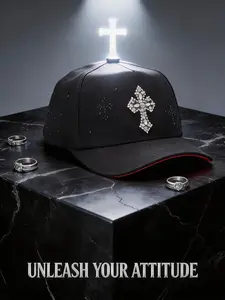 【ULTIMATE SHINE】Rhinestone Cross Baseball Hat | Gothic Faith Cap | Y2K Grunge Aesthetic | Premium Quality Gift 💎