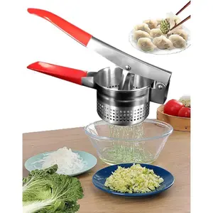 Stainless Steel Vegetable Squeezer, Upgrade Red  Handle Metal Vegetable Water Squeezer for Squeezing Veggie Liquid
