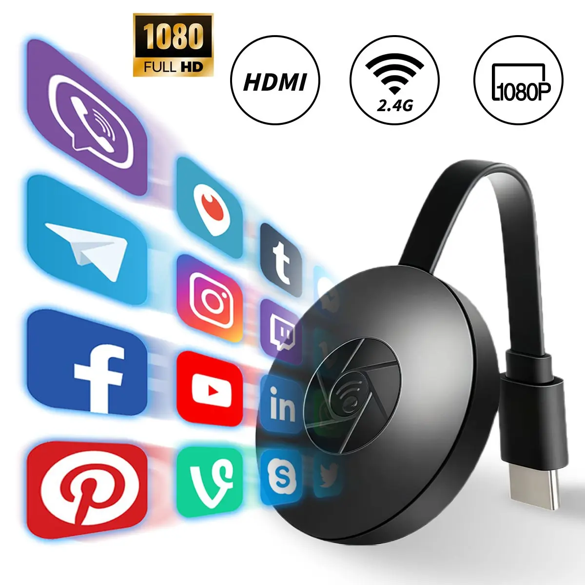 HDMI Display Screen Mirroring Dongle, Wireless Mirroring Screen Mirroring Device, Mobile Phone WiFi High-Definition HDMI Screen Projection, 2.4GWiFi HDMI Transmitter and Receiver, Screen Mirroring Adapter