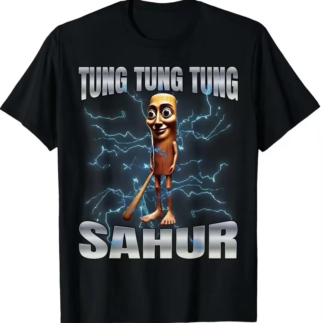 Unisex 100% Cotton Graphic Tee Featuring Tung Tung Tung Sahur Theme For Women Summerwins