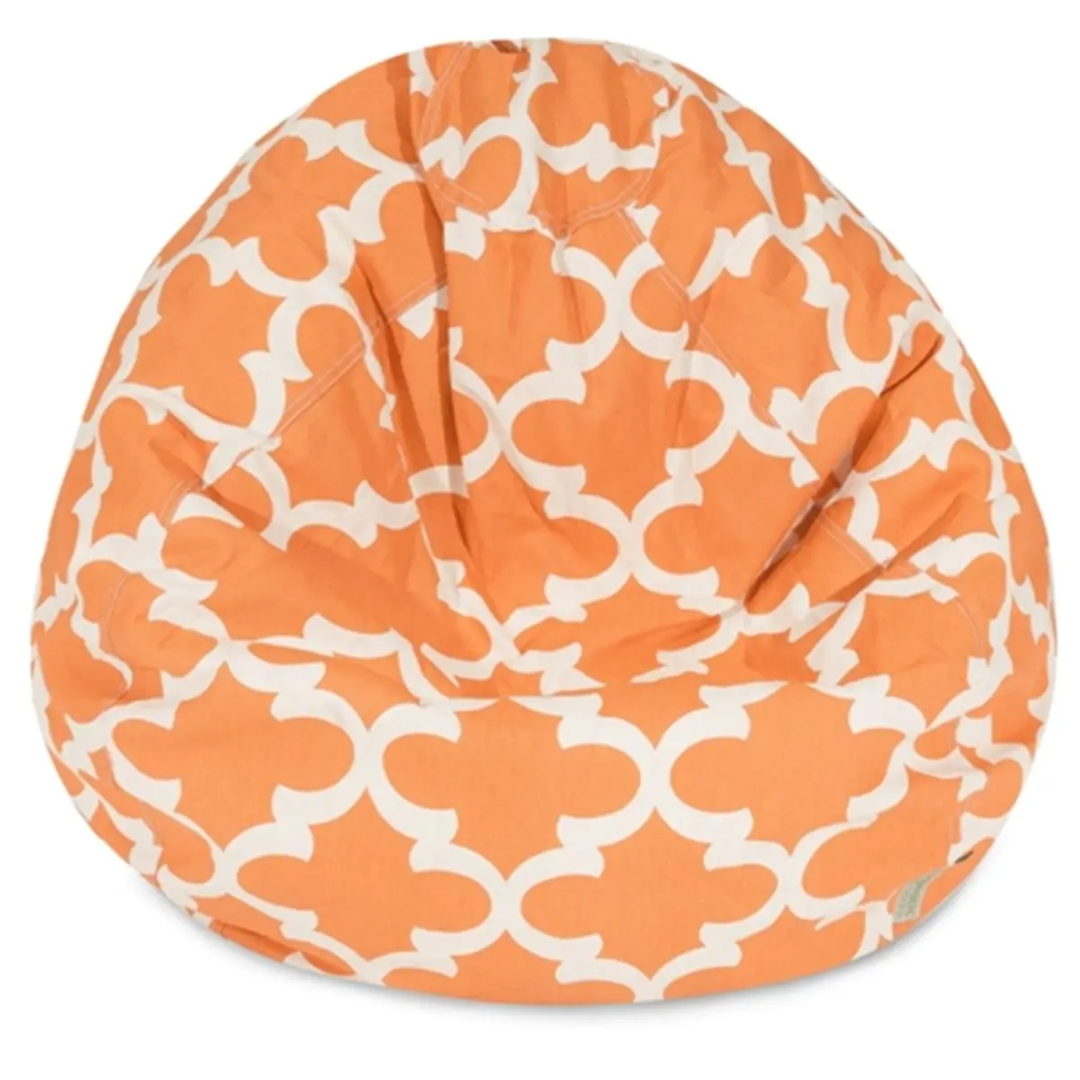 Majestic Home Small Classic Peach Trellis Print Bean Bag Reading Pillow - Zipper Cover, 1000 Hours UV Protected, 150 lbs Capacity, 28L x 28W x 22H in, 50% Recycled Polystyrene Fill, Outdoor Treated Polyester Cover
