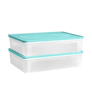 Two-Piece Set - Bacon-Proof Food Storage Container, Plastic Sealed Container for Cooked Meats, Sliced Cheese, Dumplings & Other Foods (with Lid), Suitable for Refrigerator & Freezer, BPA-Free, Meal Prep - Just Right - Ideal Size for Everyday Storage（4.4L）