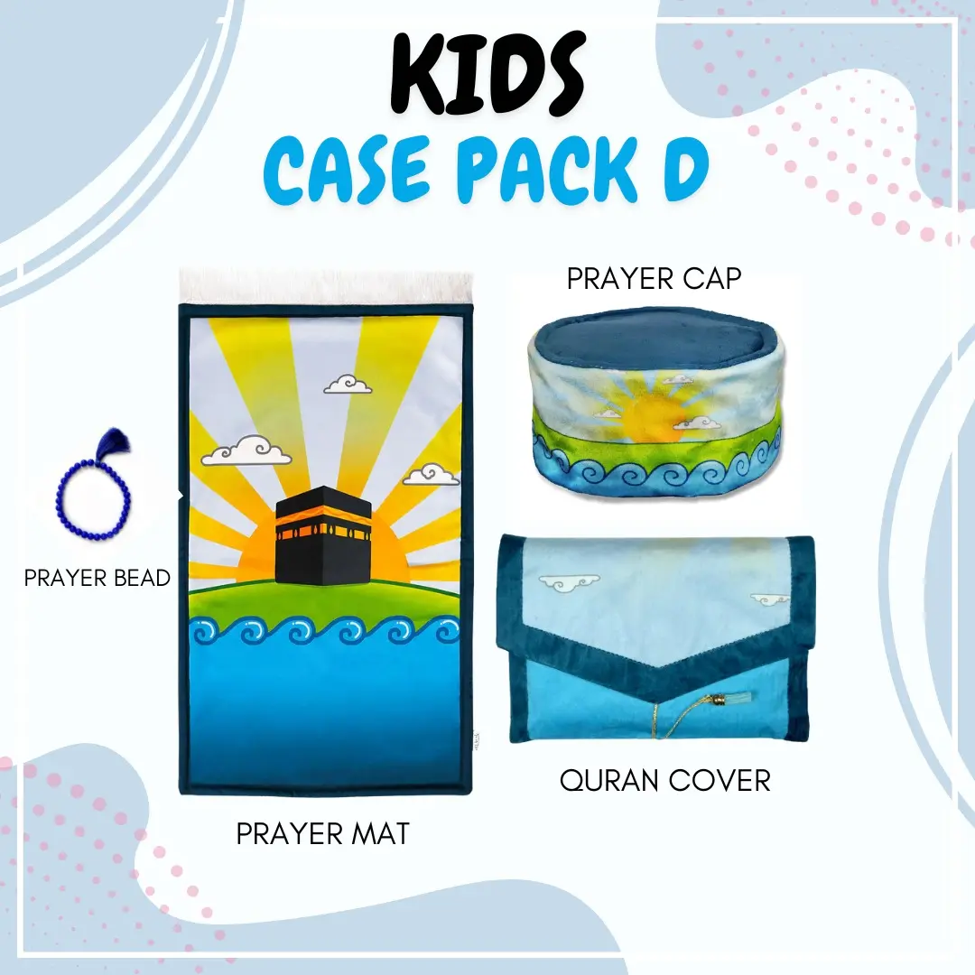 Kids Islamic Prayer Set – Kaaba Sunrise Mat, Tasbih, Quran Cover & Prayer Cap | Colorful Janamaz Gift for Ramadan, Eid or Birthdays | Soft, Padded & Lightweight | Muslim Prayer Set for Children