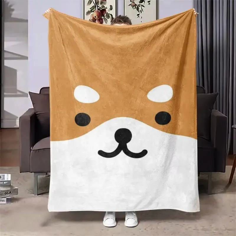 Shiba Inu Flannel Blanket Soft Funny Throw Blanket Cozy Lightweight Plush Portable Cover Blanket For Sofa,Warm Gift For Birthday,Christmas,Multiple Blankets