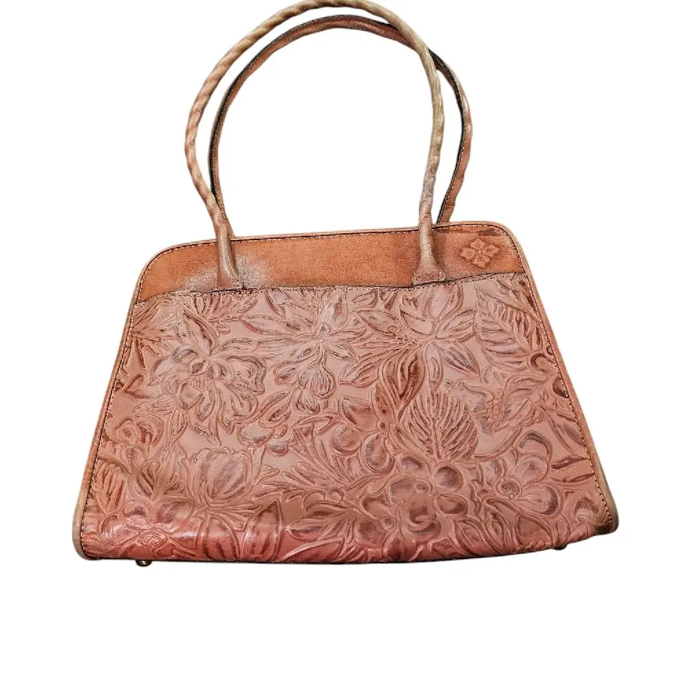 Patricia Nash Large Tooled Leather Satchel Shoulder Bag Purse Vintage