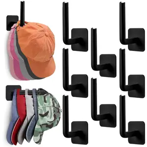 Hat Rack for Wall Hat Organizer (8-Pack), Adhesive Hat Hooks for Wall, No Drilling Hat Hangers for Closet Cowboy Hat Holder Display, Sticky Hat Storage for Baseball Caps