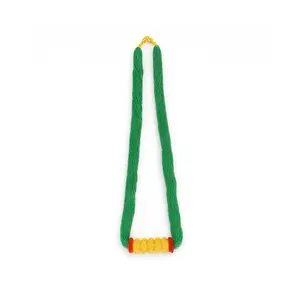 Women's Chadke Tilhari Green Potey Beads with Gold-Tone Center Traditional Jewelry for Everyday Wear