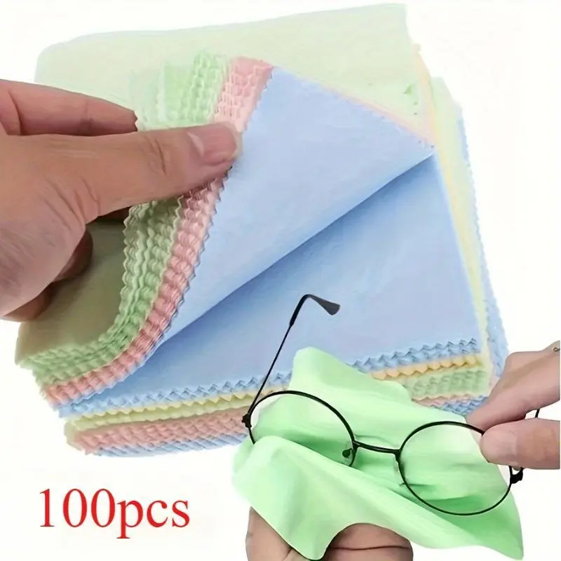 Soft Cleaning Cloth - Ultra-soft microfiber eyeglass and mobile phone cleaning cloth, light pink/blue/green - Suitable for eyeglasses, smartphones, cameras, eyeglass frames - Gentle anti-scratch cleaning, durable, eyeglass cleaner