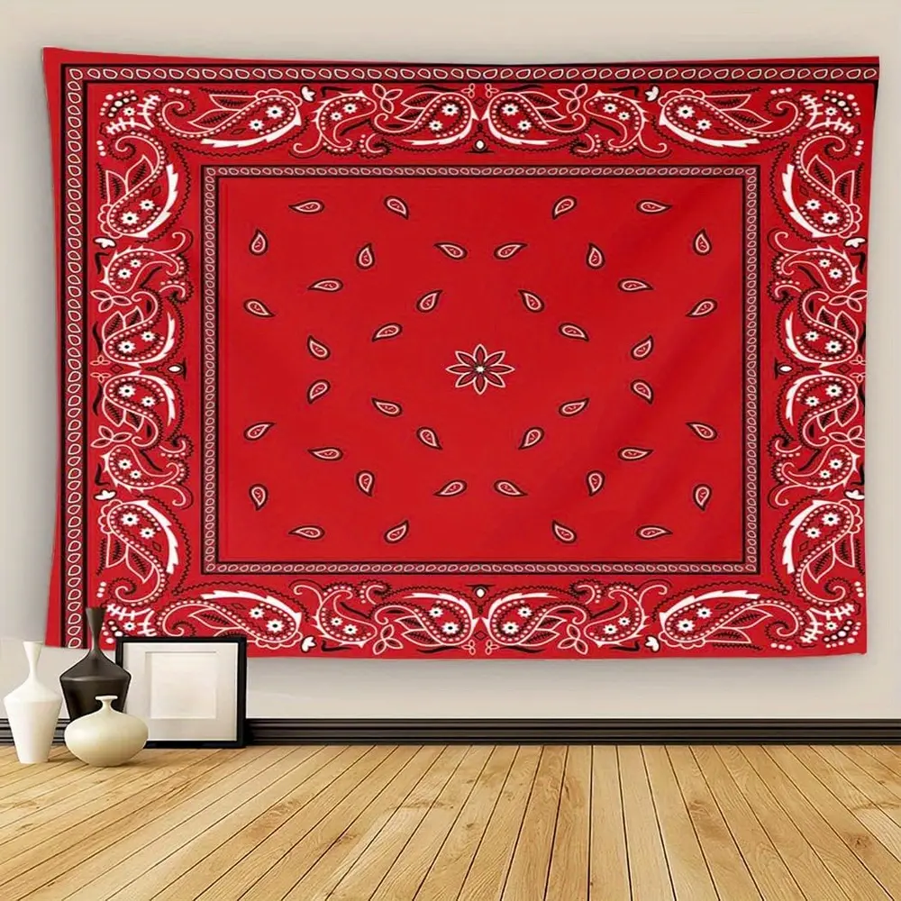 60x80in Rectangular Ethnic Pattern Western-Style Abstract Canvas Tapestry with Red Headscarf, Elegant Tribal Wall Hanging, Bedroom Decor, Home Inspo, Room Art for Living Room Home Decor & Outdoor Picnic Mat, Indoors, Aesthetic Tapestries