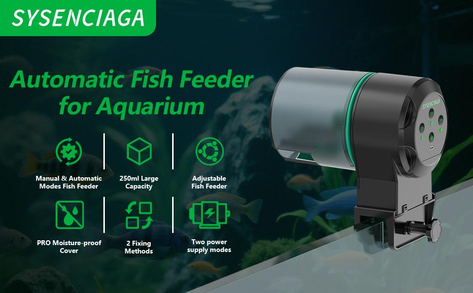 250ml intelligent automatic fish feeder, aquarium automatic fish feeder, fish tank holiday timed feeder, electrically adjustable automatic fish food dispenser