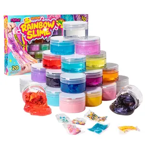 Slymu Rainbow Jelly Slime Kit 20 Packs +10 Packs Of Beads - Sensory Fidget Toys, Fluffy, Stress Relief, ASMR Toys, Party Favors for Kids, Birthday Gifts for Girls and Boys, Goodie Bag Stuffers