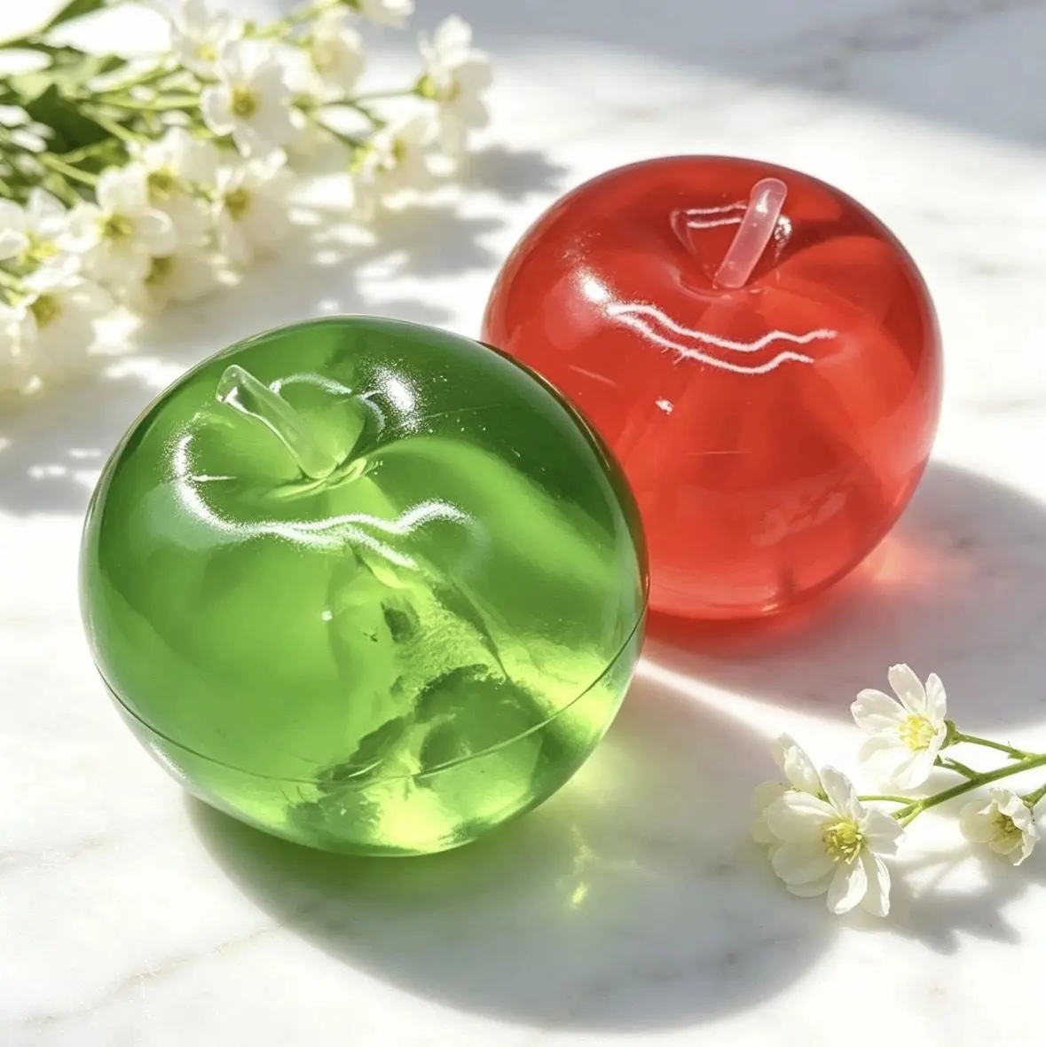 Handmade Clear Green Apple  Toy - Super Stretchable Sticky Gel Texture, Portable Anxiety Relief Fidget , Cute Sensory Gift for Teens & Adults, Electric Dirt Bike with Brakes, Plim Clown Anime Doll Set Slow-Rising Textured Stress Cubes Ice Squi Squishy