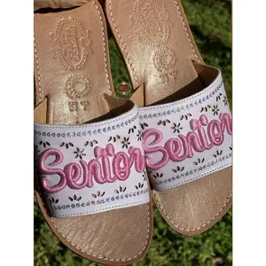 3D Senior Sequin Mexican White Sandals