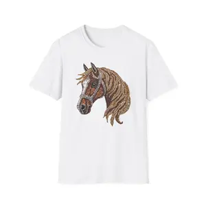 DTG Horse T-Shirt Faux Glitter Cute Horse in Halter Western Wear Tee Shirt - Print is Done Direct to Garment