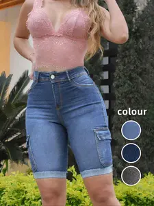 Women's Pocket Design Denim Shorts, Casual Fashion Comfy Denim Shorts for Daily Outdoor Wear, Ladies Bottoms for Summer