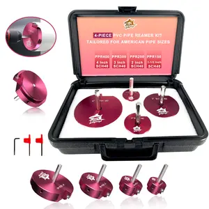Fix PVC Pipes Fast – 4-Size Aluminum Reamer Kit for SCH40, Fits Any 1/2" Drill Clamp With Thread Adjustable Clamp Height Hardware Home