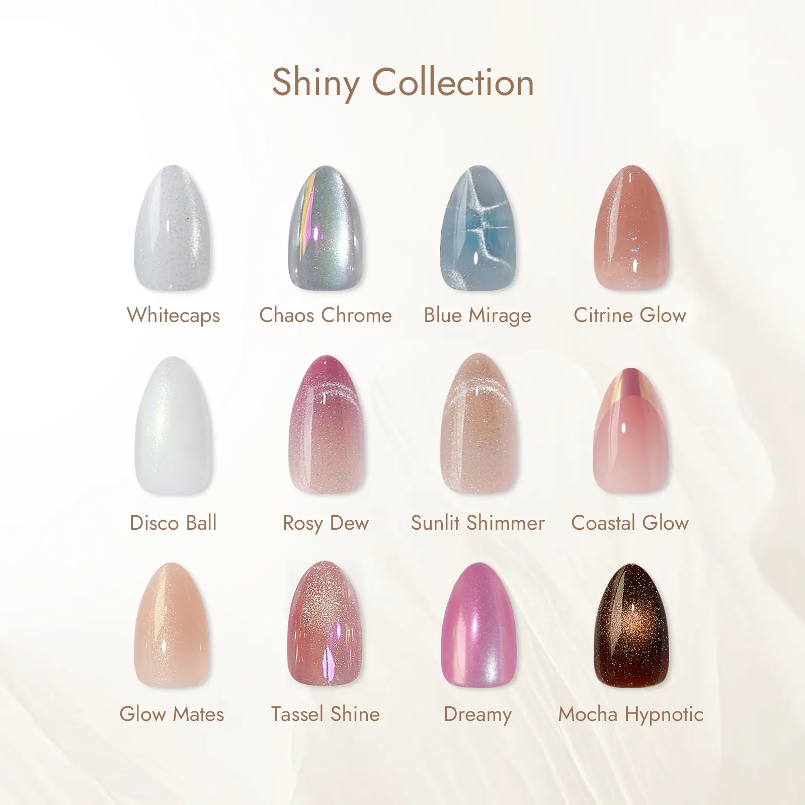 [Buy 1 Get 1 Free Glue] BTArtbox Press On Nails Short - Shiny Collection, Cat Eye Almond Ombre Press On Nails with Glue for Women, Medium Opaque Soft Gel Glue On Nails in 16 Sizes - 32 Stick On Nails Kit, Summer Spring Holiday Party, Deals For You Day