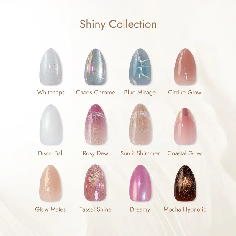 BTArtbox Press On Nails Short Almond - Shiny Collection, Cat Eye Medium Almond Ombre Press On Nails with Glue for Women, Medium Opaque Soft Gel Glue On Nails in 16 Sizes - 32 Stick On Nails Kit, Holiday Party Nails, Back To School