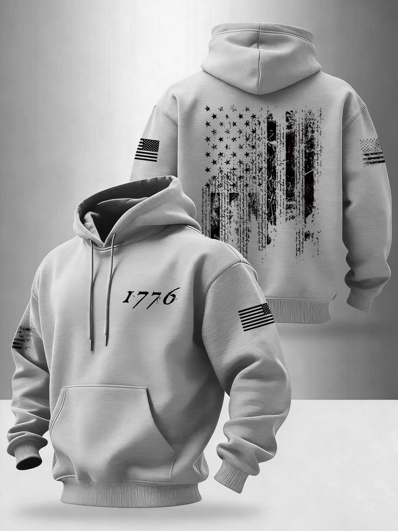 Men's Fashion American Flag Long Sleeve Hoodie, Sweatshirts, Graphic Hoodie Sweatshirt, casual sporty sweatshirt, Casual Streetwear Sweatshirt, Menswear, Digital Design, Casual Loose-Fitting, Perfect Gift for Friends, Fall & Winter Wear