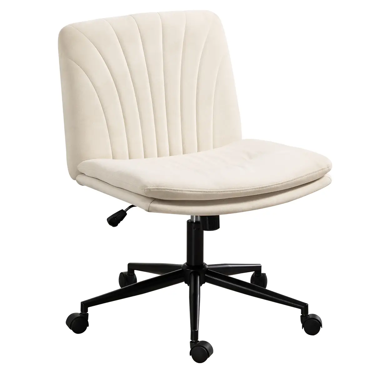 Cross Chair-Furniture Indoor Furniture Chairs Armless Office Desk and Chair with Wheels, Fabric Upholstered Modern Swivel Dresser Chair, Height Adjust