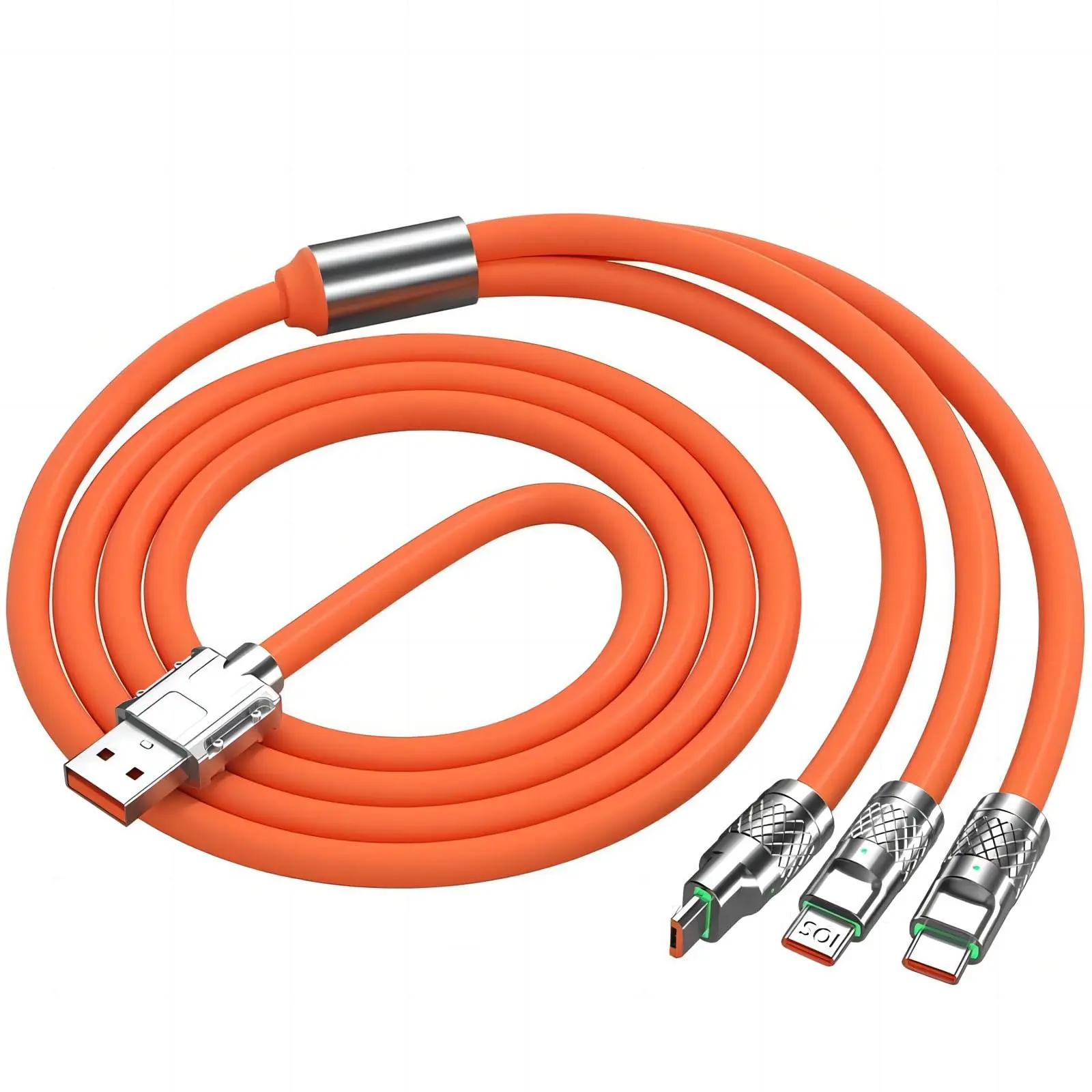 4FT Multi Charging Cable 3 in 1 Universal Charger with IP Type C and Micro USB Ports Compatible with iPhone iPad Samsung Google Sony PS5 Kindle and Camera