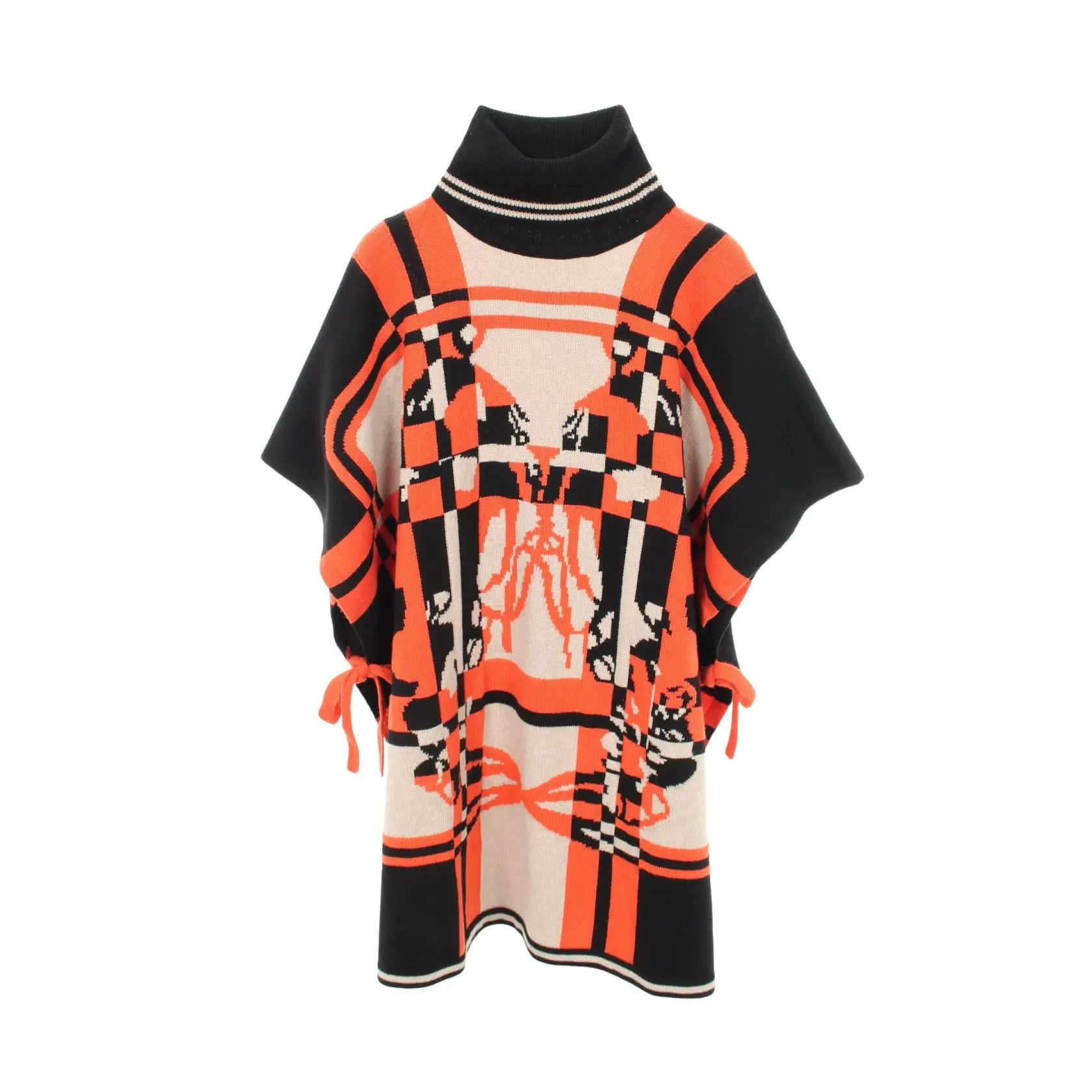 Pre-owned HERMÈS Cashmere Small Leather Goods Hermes BRIDES de GALA Tartan Poncho 2007262101219549354