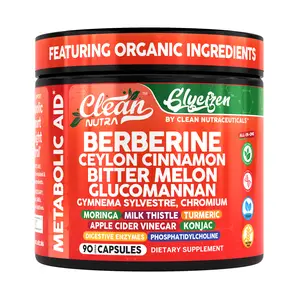 Clean Nutra Berberine, Ceylon Cinnamon, Bitter Melon & Glucomannan for Metabolic Support Optimum Fiber - Glycizen