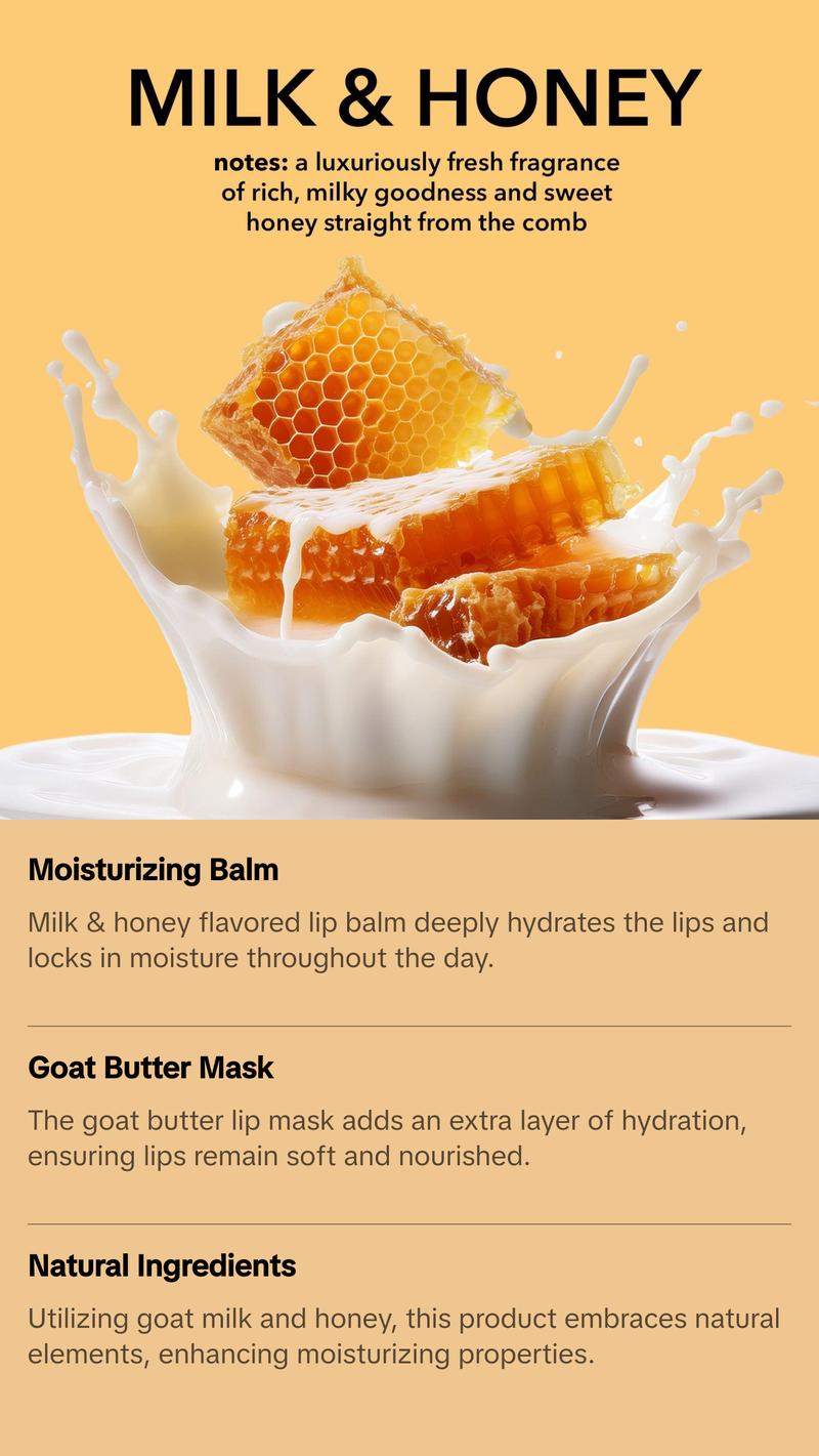 Dionis Milk & Honey Goat Butter Lip Kit - Intense Moisturizing Lip Balm & Lip Mask In Convenient Gift Set