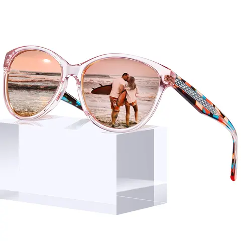 CARFIA Women's Polarized Cateye Luxury Sunglasses - High Quality Eyewear for Women, Female, Italy Acetate Full Rim Handcrafted Frame, TAC UV-Blocking Shatterproof Glarefree Vision Lenses, Embossed Pattern, Wire Core, Color Retention Fashion Accessory