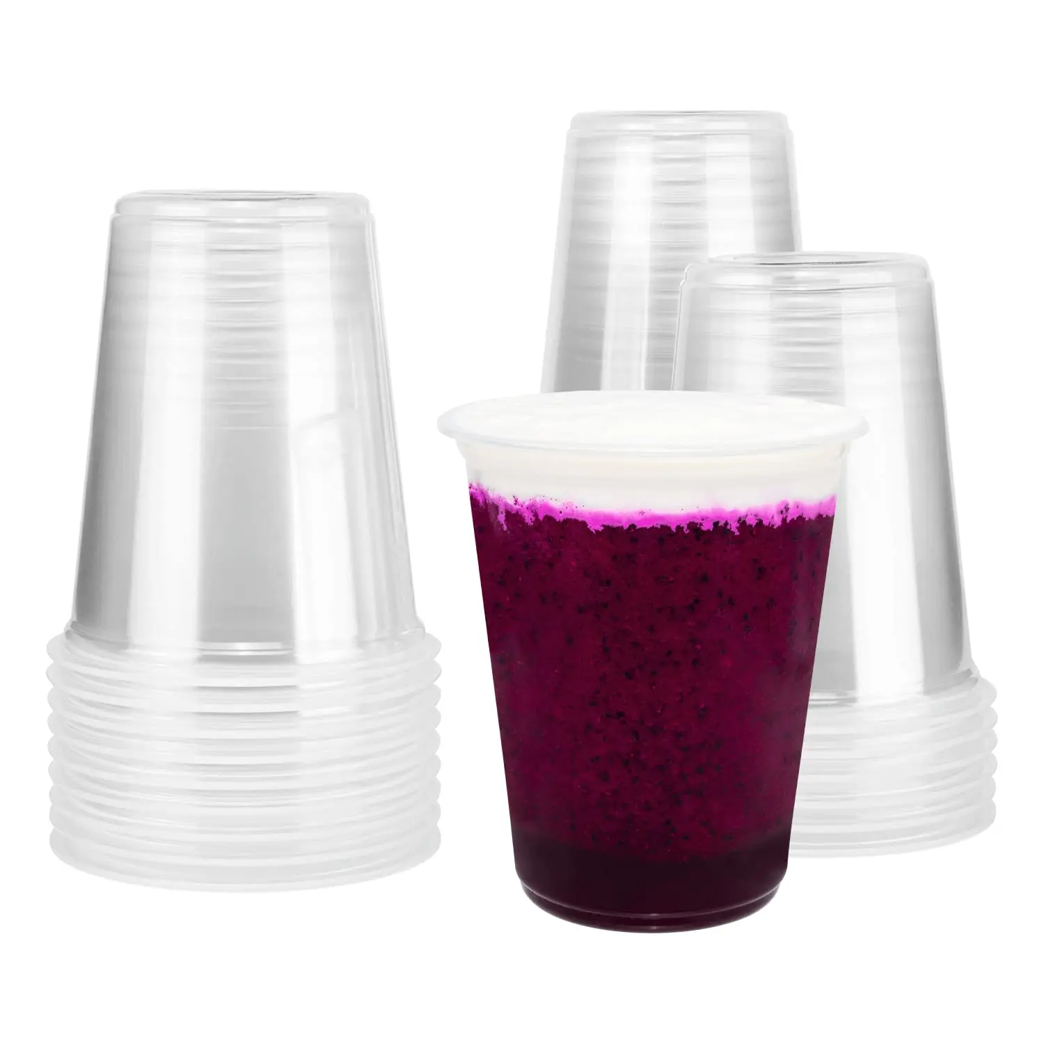 [500 pcs] Karat 30oz PP Plastic Flat Rim Extra Wide Cold Cups (120mm)