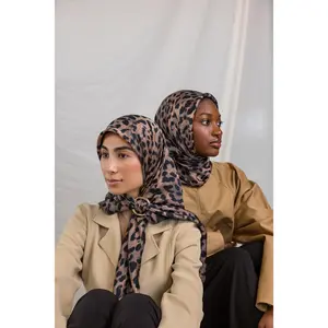 VELA Leopard Silk Square Scarf Hijab