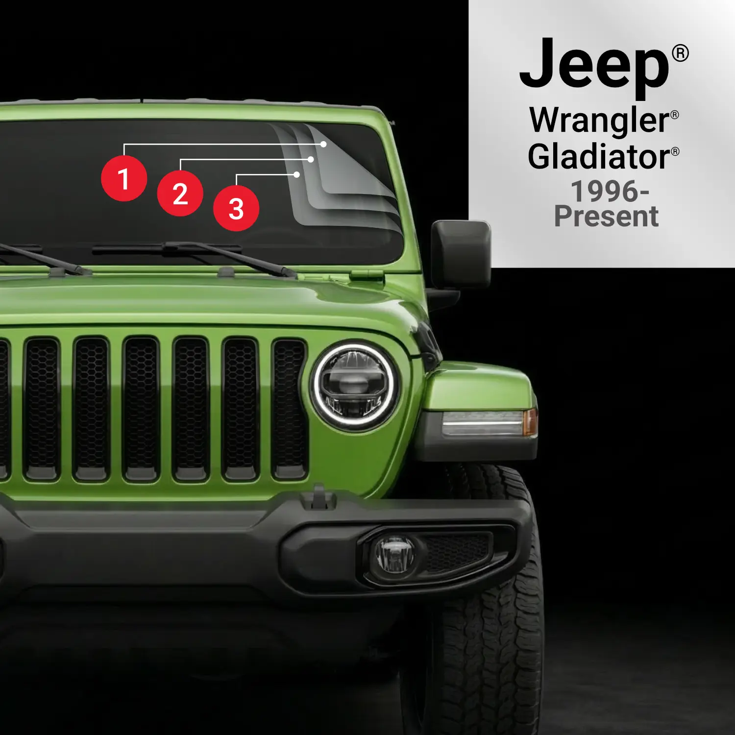Windshield Defense Kit For Jeep Wrangler or Gladiator Windshield Defense Kit For Jeep Wrangler or Gladiator