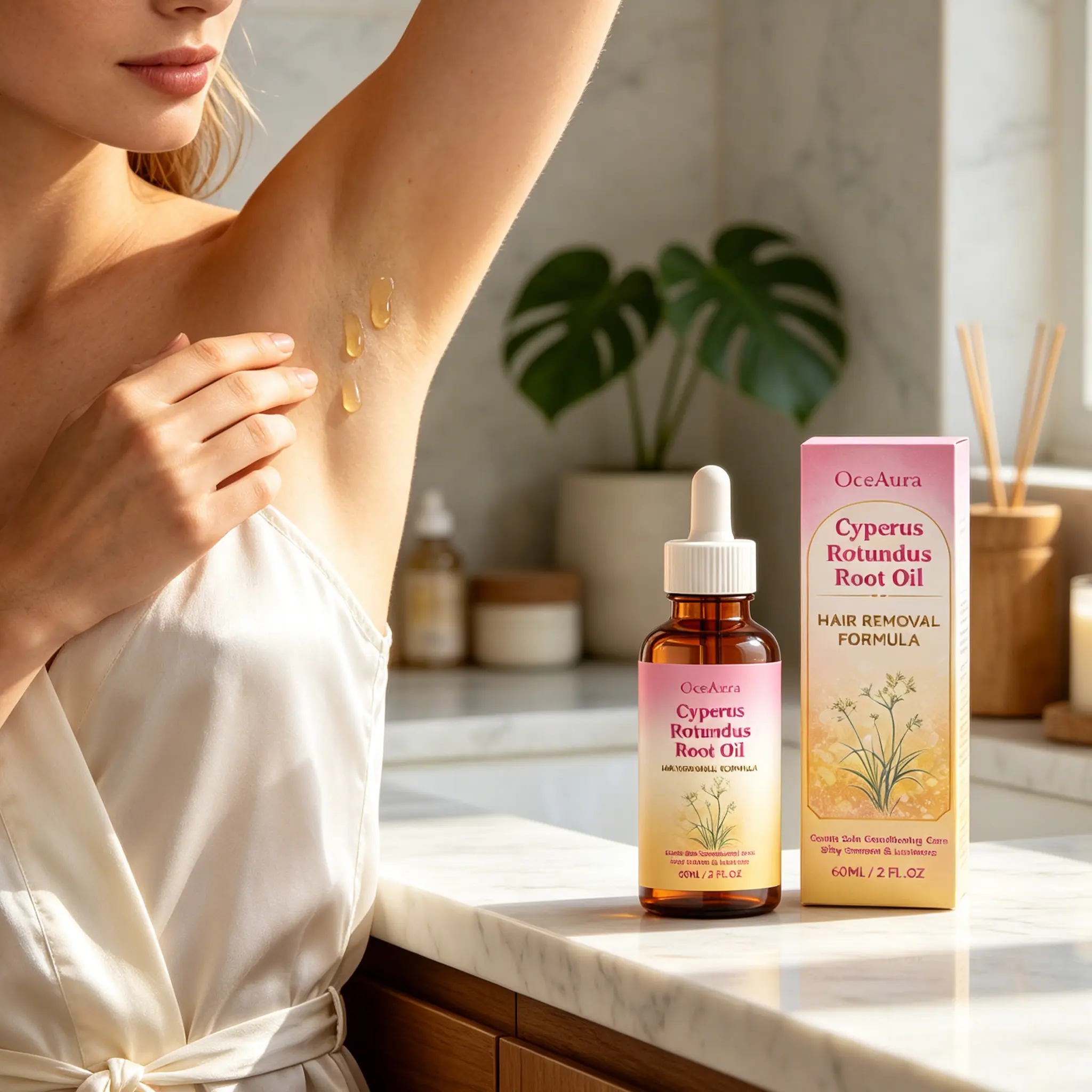 Hair Growth Inhibitor with Cyperus Rotundus Oil, Hydrating Essence for Smooth Skin & Post-Hair Removal Care, Gentle Cosmetic for All Skin Types, Adults, 60ml, Moisturizer, Body Care, Liquid, Storage, After Hair Removal