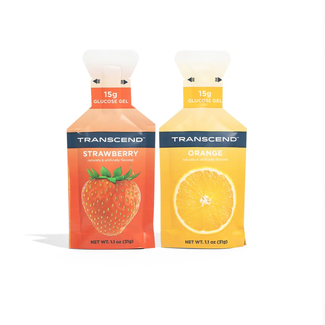 Transcend Strawberry + Orange 15g Carbs Delicious Energy Gels