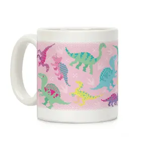 Cute Pastel Pixel Dinosaurs Coffee Mug Ceramic mug 11oz #499