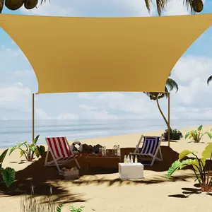 GAOMON Sun Shade Sail 10'X13' Rectangle, Shade Cloth Canopy & Sunshade for Patio - UV Block Outdoor Shade Sail for Backyard, Deck, Yard and Facilities,Sand
