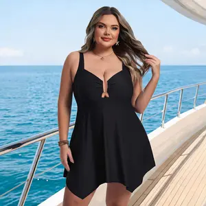 Women Plus Size One Piece Swimsuit, Tummy Control Bathing Suit, Slimming U-Wire Swimdress with Shorts #DealsForYouDays #SummerWins #thememorialdays