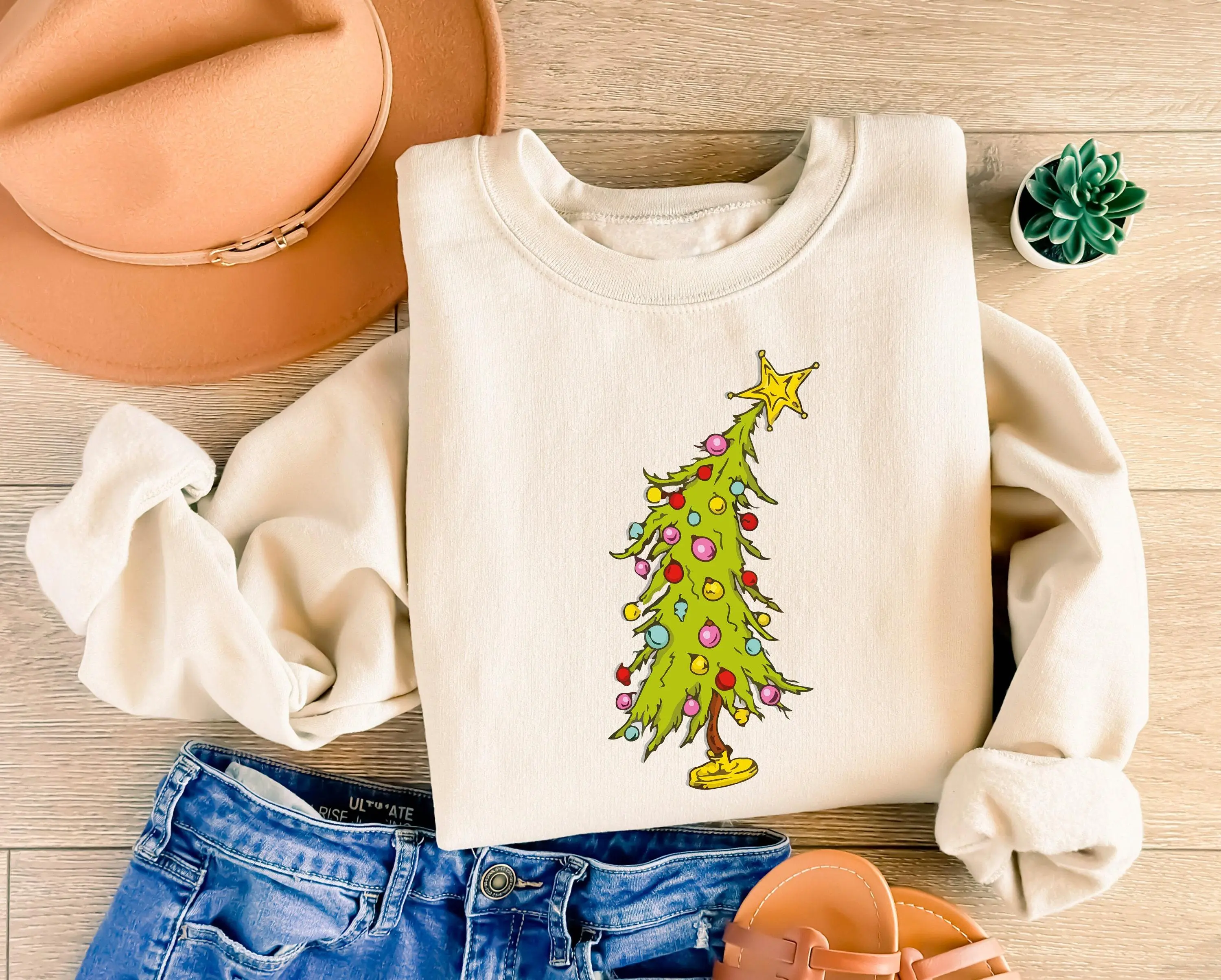 Whoville Tree Sweatshirt,Whimsical Grinchs Tree,Christmas Tree Shirt,Grinchs Tree Sweatshirt,Holiday Sweaters,Xmas Tree Shirt,Christmas Lights