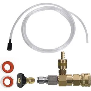 M MINGLE Adjustable Chemical Injector Kit for Pressure Washer, 3/8 Inch Quick Connector, Soap Injector, High Pressure Car Wash Jet Sprayer Kit, Suitable for Car Washing & Maintenance, Car Wash Equipment