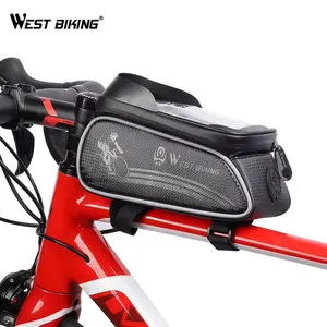 WEST BIKING Front Frame Bag.Waterproof Road Bike Sensitive Touch Screen 6 Inches Phone Bicycle Top Tube Bag with Earphone Hole Bicycle Accessories Durable Waterproof Bag Cycling Bag