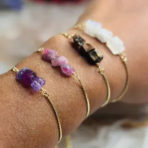 Gemstone Boho Bracelet - Adjustable Crystal Bracelet in Gold & Silver with Shimmering Crystals for Everyday & Formal Wear