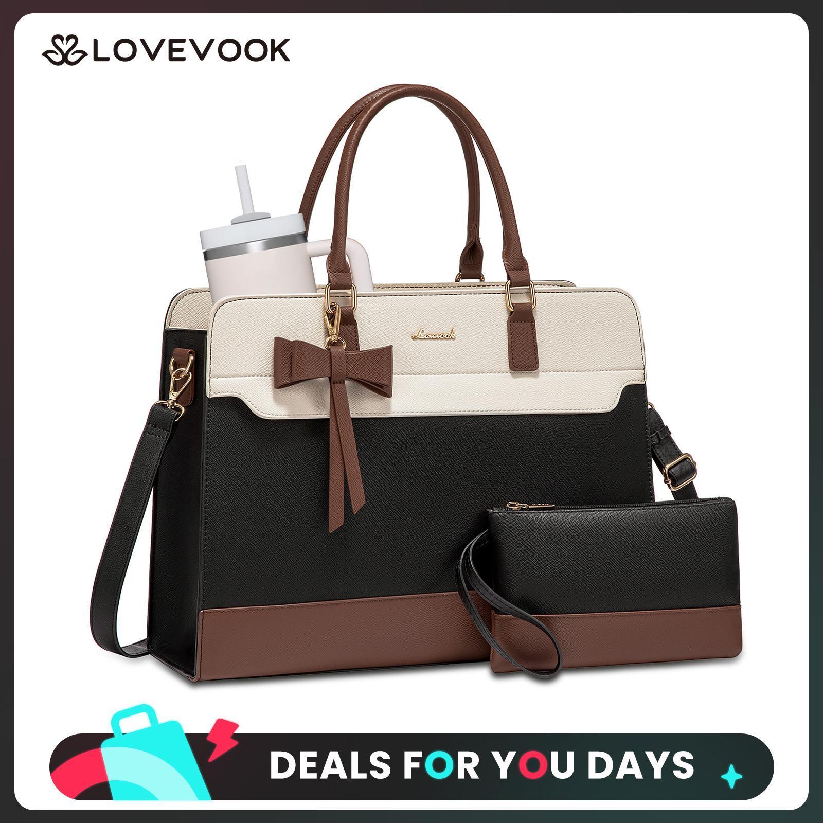 LOVEVOOK Laptop Tote Bag for Women,Leather Work Bag, Waterproof Business Teacher Bag,Large Computer Handbag Purse Briefcase,Office Gifts for Women. DealsForYouDays