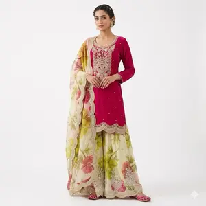 Floral Silk Indian Panjabi Pakistani Designs Multicolored Duppatta for Women's Traditional Wear