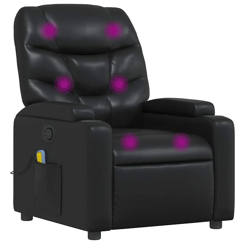 vidaXL Massage Recliner Chair, Adjustable Reclining Armchair for Elderly, Wingback Recliner for Home Theater Cinema, Modern Style, Black Faux Leather 372472