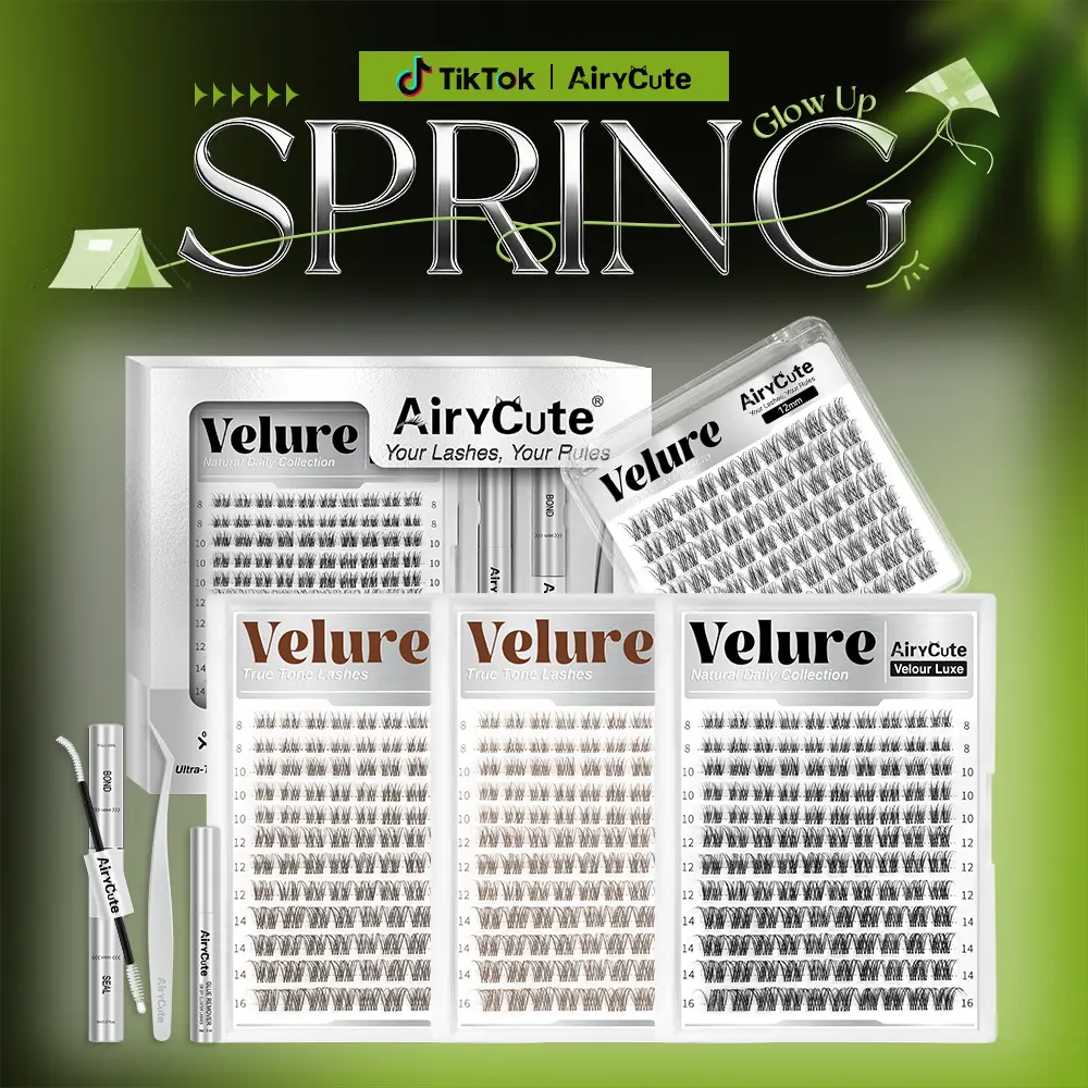 Velure Collection | AiryCute Velure & DarkBrown Velure & Lightbrown Velure & One-Length Velure | Waterproof, Long-Lasting Lashes | Venus | Natural Daily | Beginner-Friendly Lashes for a Flawless Look | Trendy & Must-Have Clusters