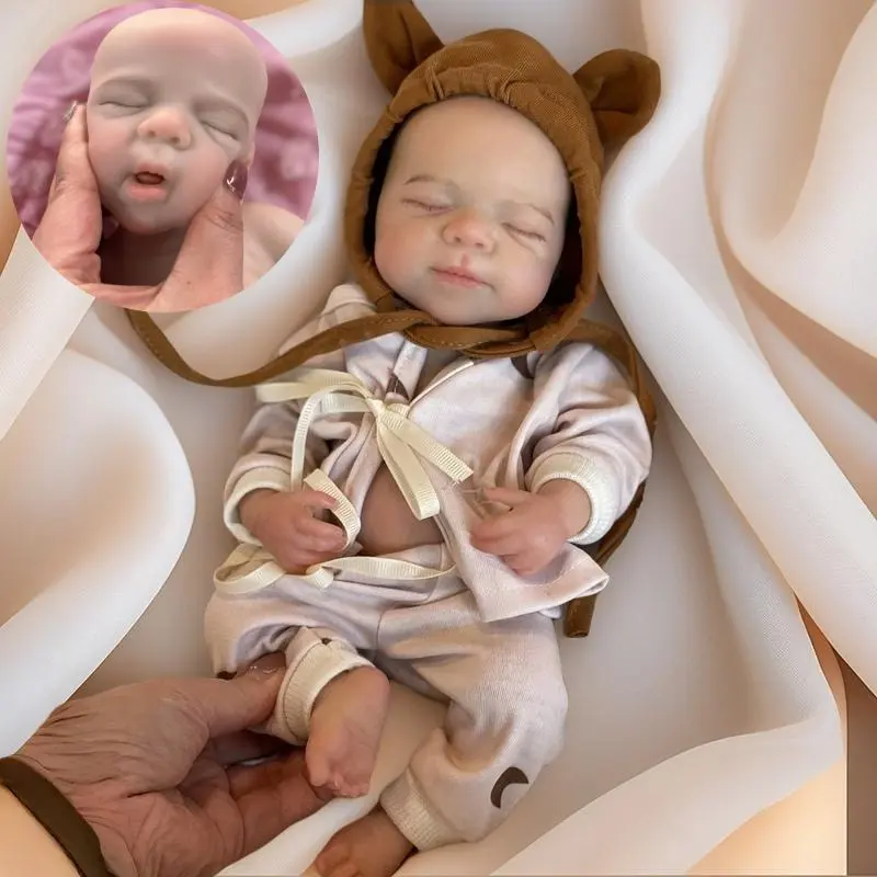 Otarddolls 13-Inch Open Mouth Pascale Full Body Silicone Realistic Baby Doll, Bald, Hand-Painted Skin, Washable Soft Touch, Newborn Baby Doll for Festival Gifts, Realistic Baby Dolls